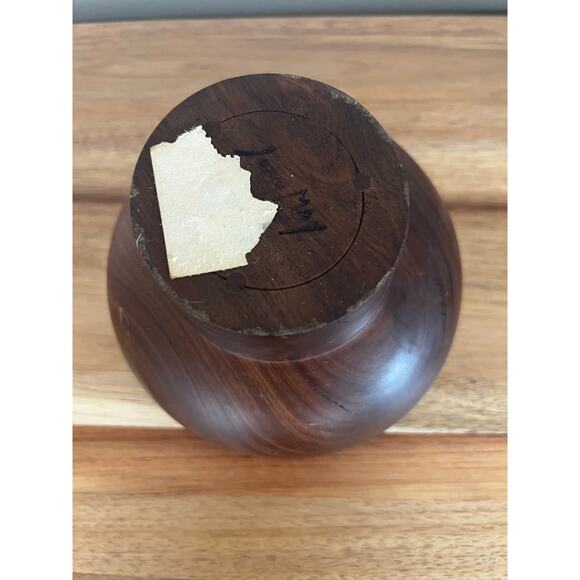 Vintage John May Hand Turned Teak Bowl Signed Jackson NH JL - Picture 3 of 7